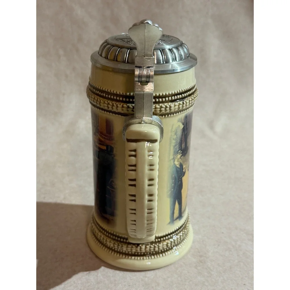 Paul‎ Sebastian Fine Fragrance Co Tavern Scene Ceramic Beer Stein with Metal Lid